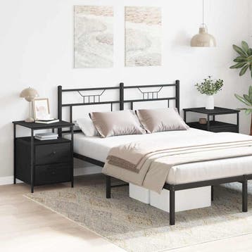 vidaXL Nachtkastje 2 st Zwart Eiken 34 x 35,5 x 50 cm, Minder dan 45 cm, Verzenden, Nieuw, Minder dan 55 cm