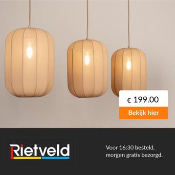 Rietveld-Hanglampen-Taupe-Stof, Metaal, Huis en Inrichting, Verzenden, Nieuw