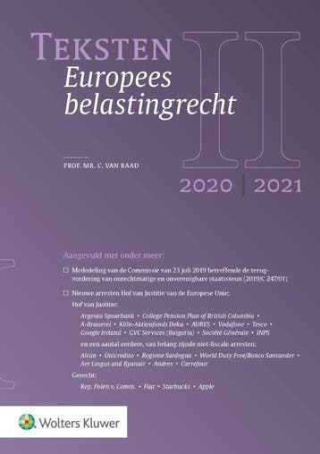 Teksten Europees belastingrecht 2020/2021 9789013158878, Verzenden, Gelezen