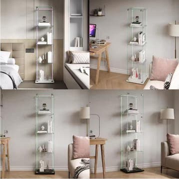 Glazen Vitrinekast met LED – 4-Laags Moderne Displaykast, Huis en Inrichting, Kasten | Vitrinekasten, Verzenden, Nieuw