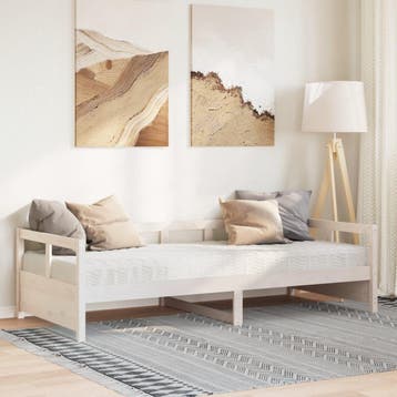 vidaXL Slaapbank met matras 80x200 cm massief grenenhout wit, Eenpersoons, Verzenden, Wit, Nieuw