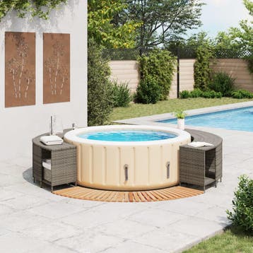 vidaXL Hottub-ombouw poly rattan massief acaciahout grijs, Verzenden, Nieuw