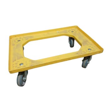 Kunststof dolly geel 610x410x170 mm, rubberen zwenkwielen,, Zakelijke goederen, Ophalen of Verzenden