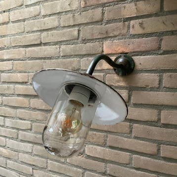 Lantaarn - Buitenlamp/Zwanenhals/emaille schermplaat - Glas,