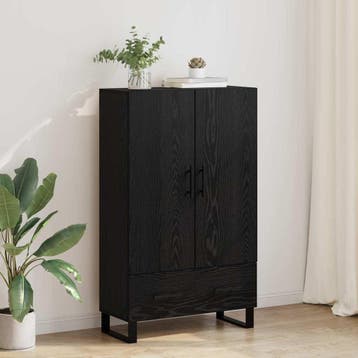 vidaXL Highboard Zwart Eiken 69,5 x 30 x 115 cm Bewerkt hout, Minder dan 50 cm, Verzenden, 100 tot 150 cm, Nieuw