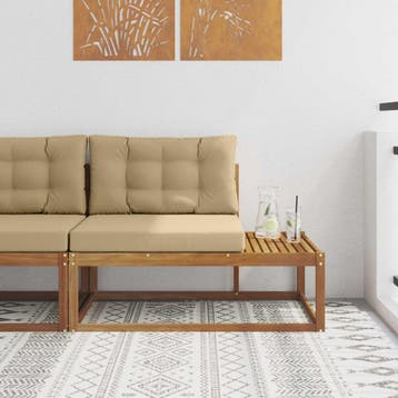 vidaXL Buiten Eindbank met kussen Naturel 115 x 83 x 73 cm, Verzenden, Nieuw