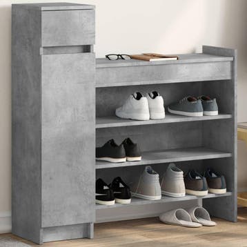 vidaXL Schoenenkast 100,5x28x100 cm bewerkt hout betongrijs, Verzenden, Nieuw