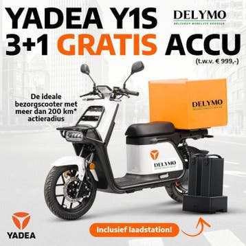Yadea Y1S bezorgscooter Actie 3+1 accu gratis t.w.v. 999,-, Fietsen en Brommers, Scooters | Overige merken, Maximaal 45 km/u, Elektrisch