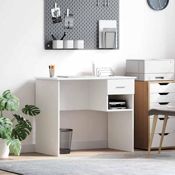 vidaXL Bureau Wit 90 x 49 x 75 cm Bewerkt hout, Verzenden, Nieuw