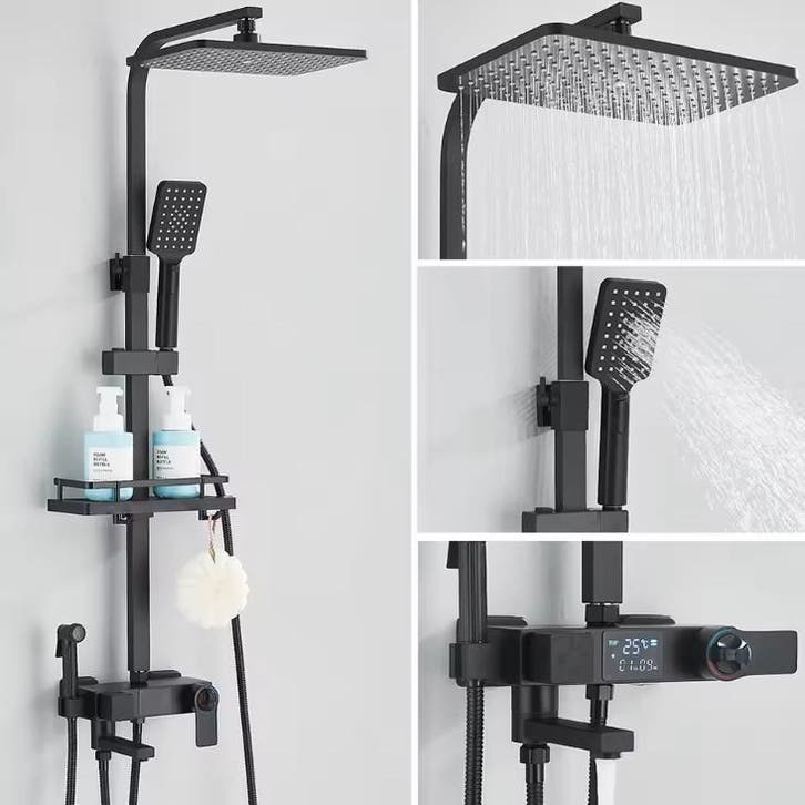 Zwarte Thermostatische Douchekraan met Display en Regendouch, Doe-het-zelf en Verbouw, Sanitair, Nieuw, Verzenden