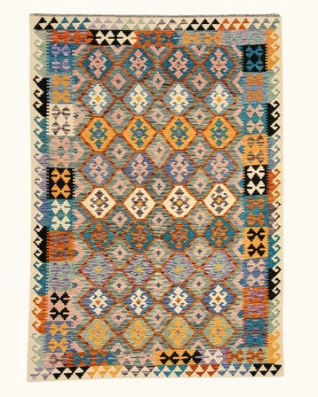 Kelim tapijt Afghan perzisch 291x203 wollen vloerkleed, Blauw, 200 cm of meer,  Perzisch tapijt kelim killim wollen vloerkleed handgeknoopt 