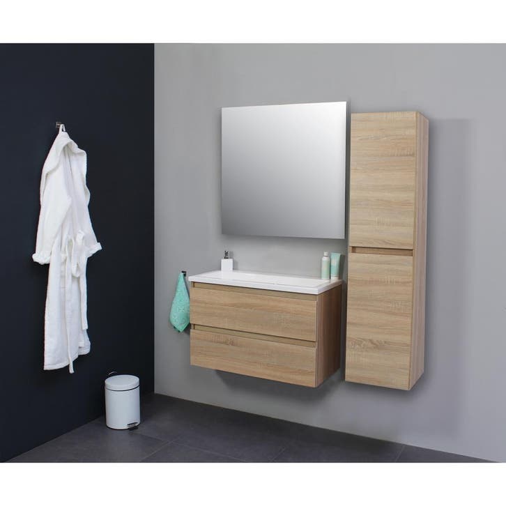 Badkamermeubel BWS Pepper Acryl Wastafel Incl Spiegel Zonder, Doe-het-zelf en Verbouw, Sanitair, Bad, Nieuw, Ophalen of Verzenden