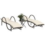 vidaXL Ligstoelen 2 st met tafel poly rattan bruin, Verzenden, Nieuw