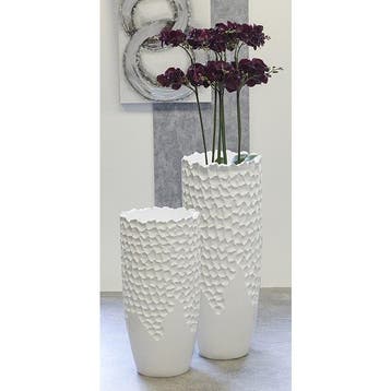 Poly/glasvezel plantenbak Carve wit H.90cm, Huis en Inrichting, Verzenden, Nieuw