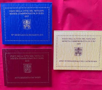 Vaticaan. 2 Euro 2007/2009 (3 coincards)