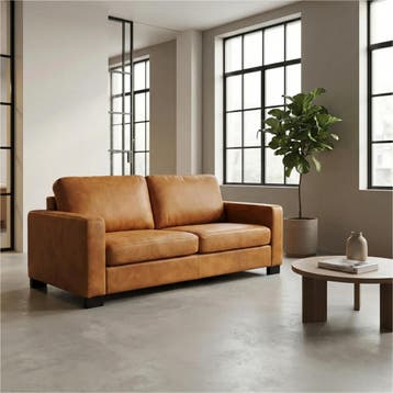 Leren bank Energy - 2,5 zits - Kenia Cognac (cognac) -, Huis en Inrichting, 150 tot 200 cm, Nieuw, Ophalen of Verzenden, Modern