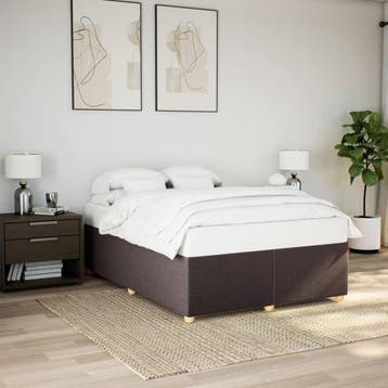 vidaXL Bedframe zonder matras stof donkerbruin 160x200 cm, Bruin, Verzenden, 200 cm, Stof