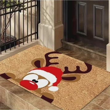 Kerst Deurmat met Rendier & Feestelijke Prints - Indoor/Outd