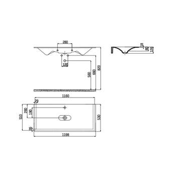 Wastafel AquaSplash Pion 119,8x53cm Wit, Ophalen of Verzenden, Nieuw