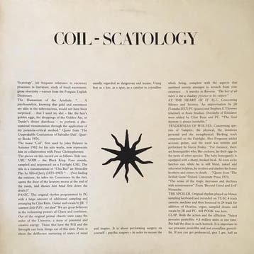 Coil - Scatology (LP, 1985) UK 2nd pressing from 1985, Ophalen of Verzenden, Gebruikt
