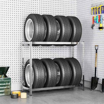 vidaXL Bandenrek 2-laags 110x40x110 cm staal zilverkleurig, Verzenden, Nieuw