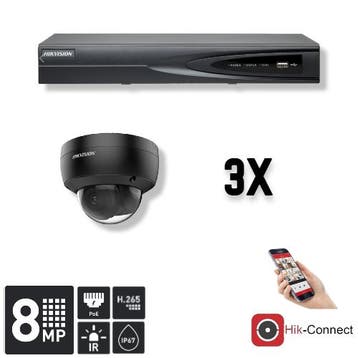Hikvision Set 3x Dome 8MP + Recorder & Bekabeling, Ophalen of Verzenden, Nieuw