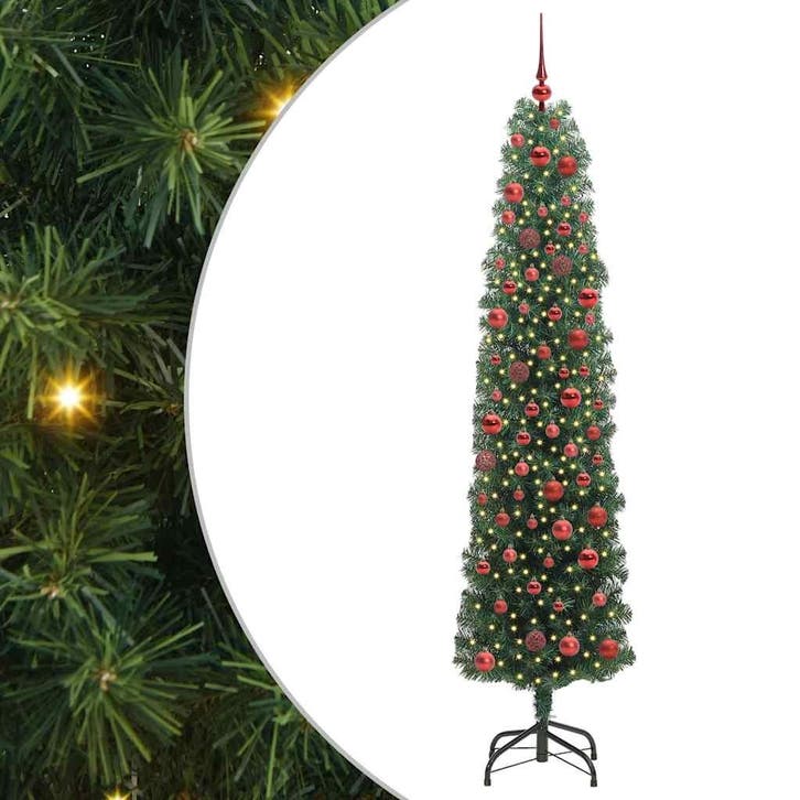 vidaXL Kunstkerstboom Groen 180 cm PVC en Staal en Kunststof, Diversen, Kerst, Nieuw, Verzenden