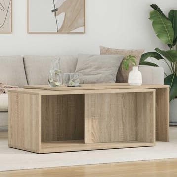 vidaXL Koffietafel Set 2 st Sonoma Eiken 90 x 48 x 40 cm, Verzenden, Nieuw, Overige houtsoorten, Minder dan 50 cm