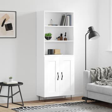 vidaXL buffetkast 69,5x34x180 cm bewerkt hout wit, Minder dan 50 cm, Verzenden, Nieuw, Minder dan 100 cm