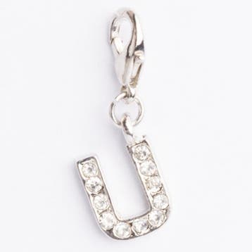 Be Charmed letter U bedel met karabijnsluiting zilver met..., Ophalen of Verzenden, Nieuw, Bedel