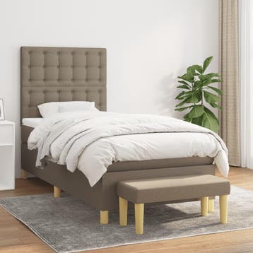 vidaXL Boxspring met matras stof taupe 80x200 cm, Eenpersoons, Verzenden, Nieuw, 80 cm