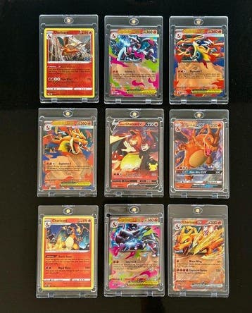 Pokémon - 9 Card - Charizard Collection Full art, Holo,, Nieuw