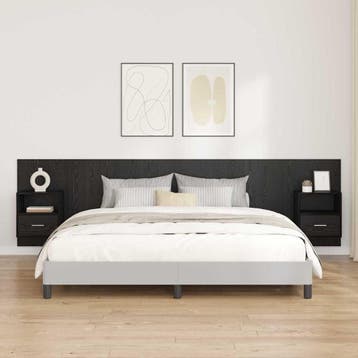 vidaXL Hoofdbord Met Kast 3 st Zwart Eiken Bewerkt hout, Huis en Inrichting, Slaapkamer | Bedden, Verzenden, Nieuw, Zwart, Hout