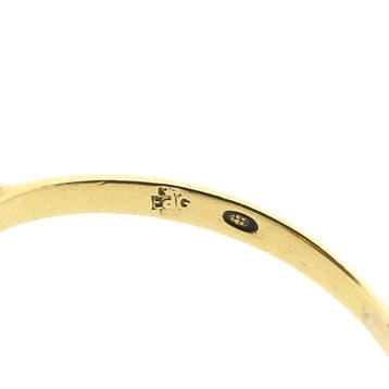 Gouden ring gezet met synthetische oranje edelsteen, Sieraden, Tassen en Uiterlijk, Ringen, Gebruikt, Oranje, Ophalen of Verzenden