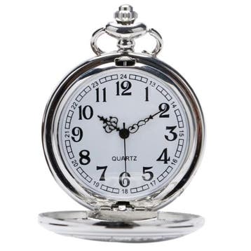 Fako - Zakhorloge - XXL - Geo - Ø 47mm - Zilverkleurig, Sieraden, Tassen en Uiterlijk, Horloges | Heren, Verzenden, Nieuw