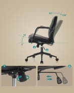 Bureaustoel - computerstoel - PU leer - met wieltjes -, Verzenden, Nieuw