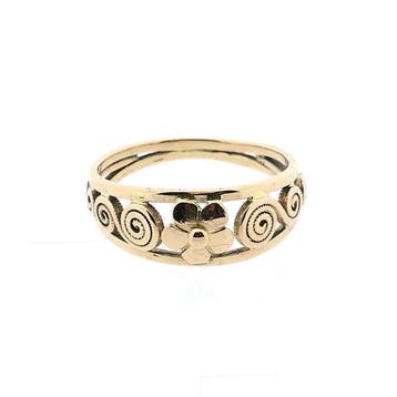 Vintage gouden florale ring, Gebruikt, Ophalen of Verzenden, 17 tot 18, Dame