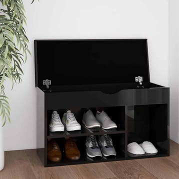vidaXL Schoenenbank met kussen 80x30x47 cm hout hoogglans, Verzenden, Nieuw