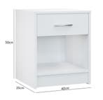 Nachtkastje Hamburg Wit 50x40x35cm (Meubelen, Interieur), Verzenden
