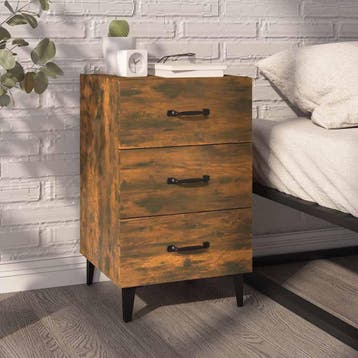 vidaXL Nachtkastje 40x40x66 cm bewerkt hout gerookt, Minder dan 45 cm, Verzenden, Nieuw, 55 tot 70 cm