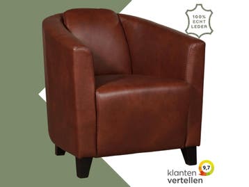 Leren fauteuil Press - Granada Savannah (cognac) - Poten, Nieuw, Ophalen of Verzenden, Eigentijds, Klassiek, Retro, Romantisch, Vintage
