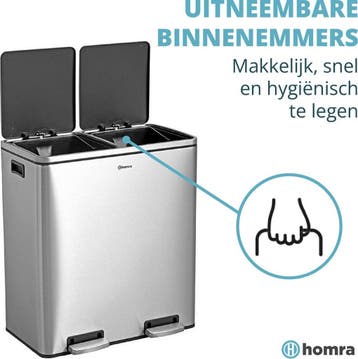 2dekans | Homra QUICKX Duo - Prullenbak - Afvalscheiding - 2, Huis en Inrichting, Ophalen of Verzenden, Zo goed als nieuw