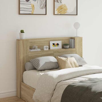vidaXL Hoofdbord Kast met LED Sonoma Bewerkt hout, Huis en Inrichting, Slaapkamer | Bedden, Verzenden, Nieuw, Hout
