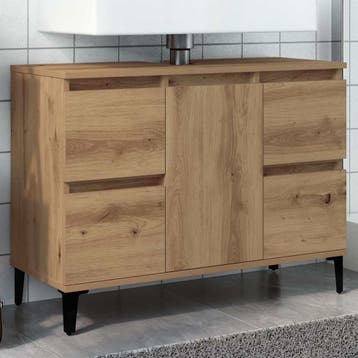 vidaXL Wastafelkast 80x33x60 cm bewerkt hout artisanaal, Verzenden, Nieuw