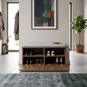 Schoenenrek Brande 80x35x42 cm walnootkleurig en lichtgrijs, Verzenden, Nieuw