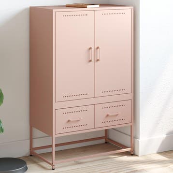 vidaXL buffetkast 68x39x111,5 cm staal roze, Minder dan 50 cm, Verzenden, 100 tot 150 cm, Nieuw