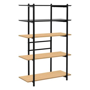 Boekenkast Kappespoo 124x80x35 cm zwart en eikenkleurig [en., Huis en Inrichting, Verzenden, Nieuw