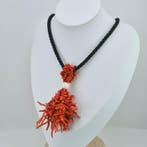 Koraal - Zilver - Hanger - CORALLO MEDITERRANEO, Verzamelen, Mineralen en Fossielen
