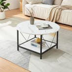 Salontafel Filem rond Ø80 cm marmerlook wit en zwart [en.cas, Huis en Inrichting, Tafels | Salontafels, Verzenden, Nieuw