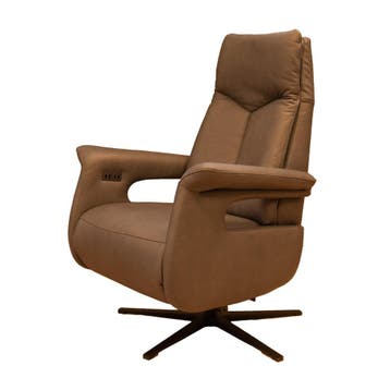 Sta op en relaxfauteuil met 5 motoren in echt leder!, Ophalen of Verzenden, Nieuw, Leer, 50 tot 75 cm